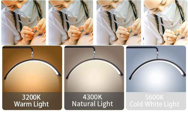 FOSOTO FT-Y8II 28 Inch 45W Led Lash Light Half Ring Light Moon Light With Floor Tripod For Tattoo Beauty Salon Eyelash Makeup