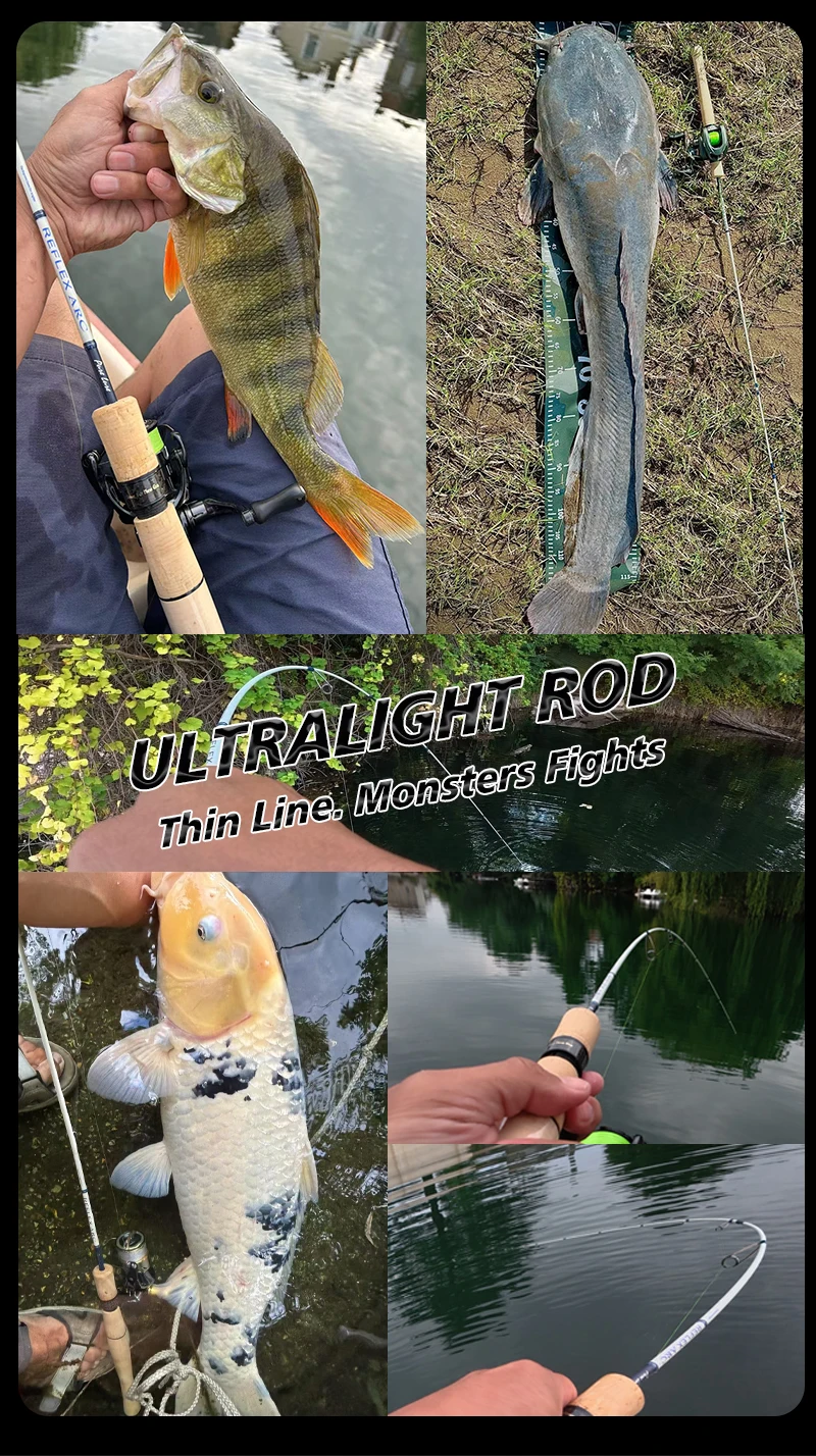 PureLure Reflex Arc Lure WT 0,5-12g BFS Casting Rod 6FT MF Action Toray Carbon mit Fuji SIC Ring Vollkork-Rolle für Forelle und Barsch – Detail 9