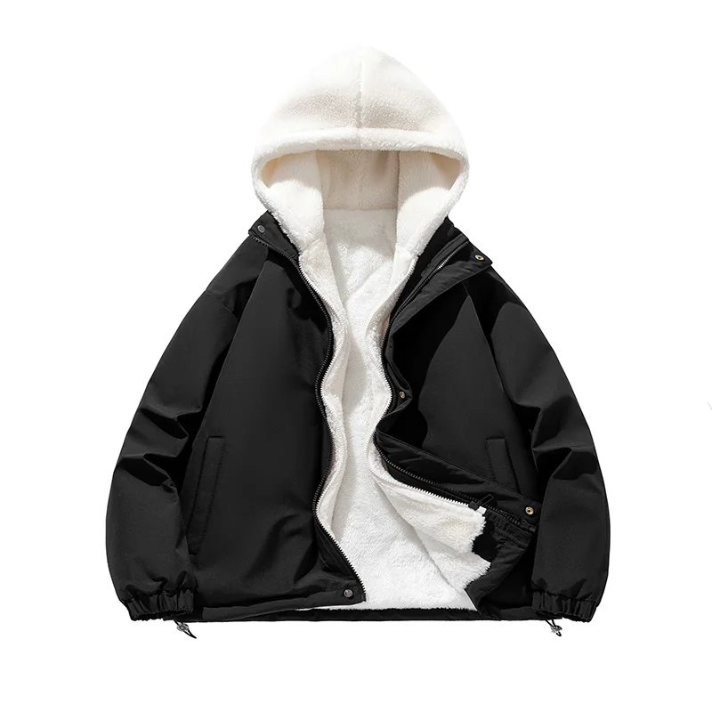 

Men's Fleece-Lined Thick Cotton Coat, Hooded, Faux Two-Piece Style, Warm and Windproof Series Cotton Coat