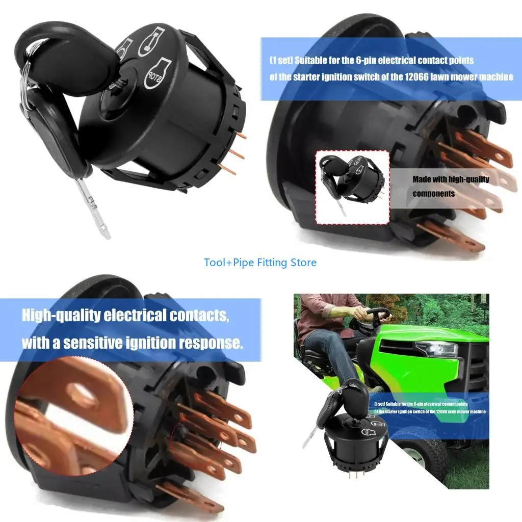 F92B Agricultural Machinery Ignition Switcher 6Pin Connector Rapid Installation For 72512066 725P12066 Mower Weather Resistant