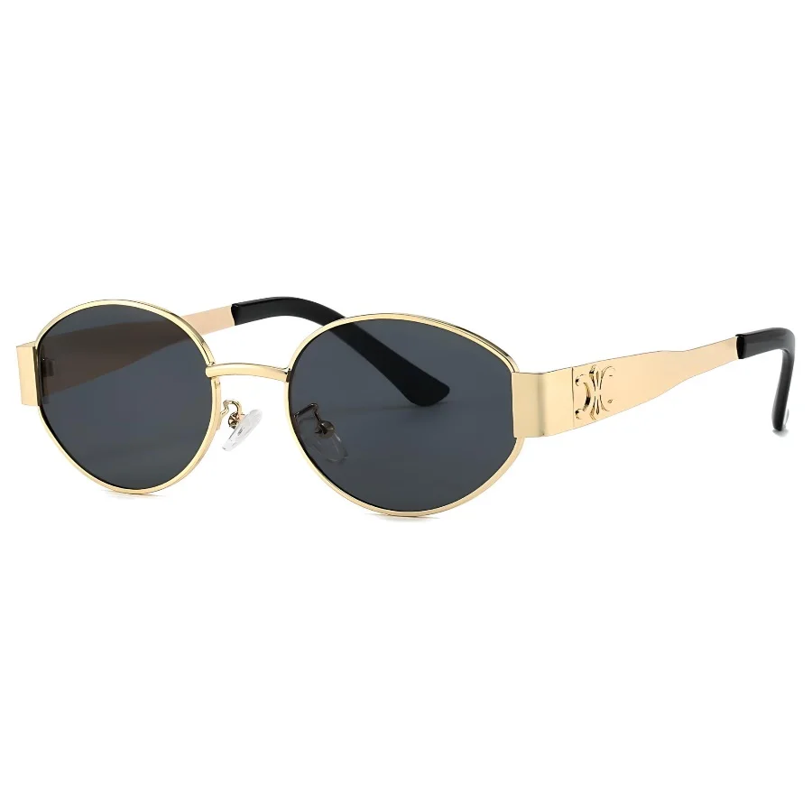 Gafas de sol de marca de Metal de lujo para hombres y mujeres, gafas de sol de moda de diseñador, ovaladas, elegantes, UV400