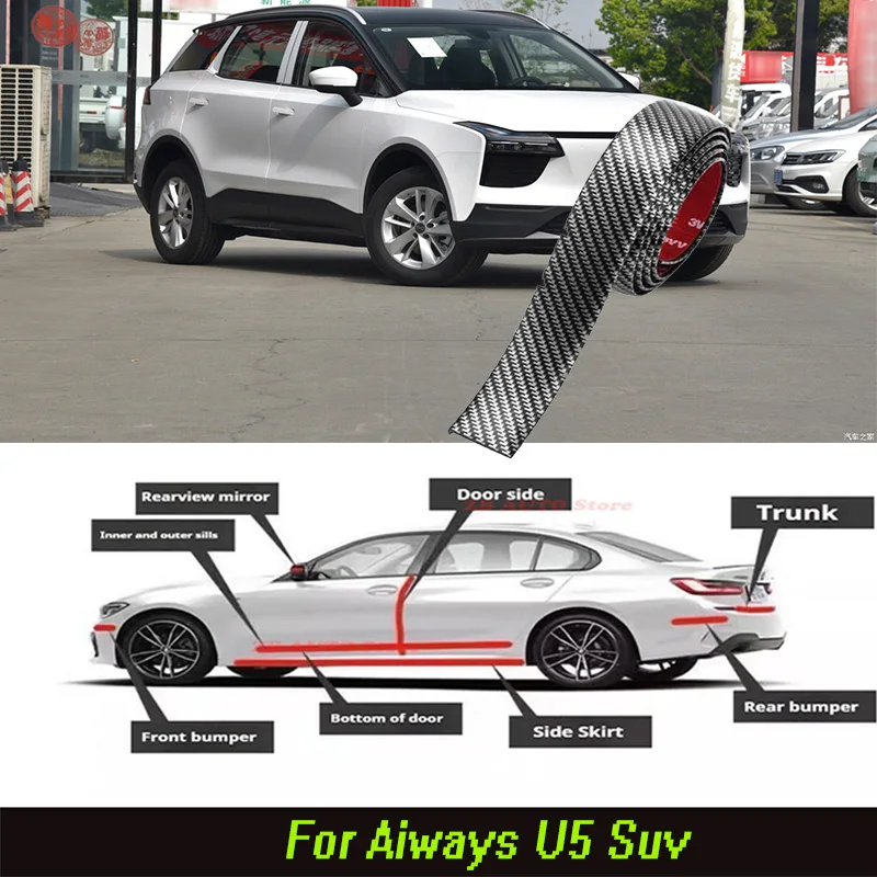 

For Aiways U5 Strong adhesive bumper strip, front and rear lip side skirts, collision and scratch resistant, suitable