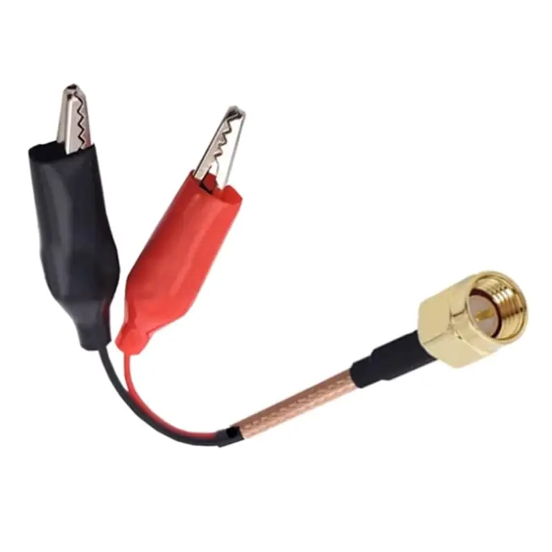 DT21 SMA Male to Dual Alligator Clip Test Cable RG316 Flexible Coaxial Cable for Testing Length 30cm