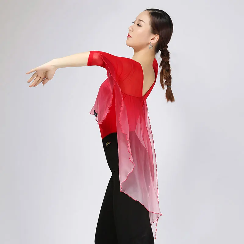 Muti-colour Latin Dance clothes T Shirt new Long-Sleeve Autumn And Winter practise fashion Chacha Rumba Ladies Dovetail Modern