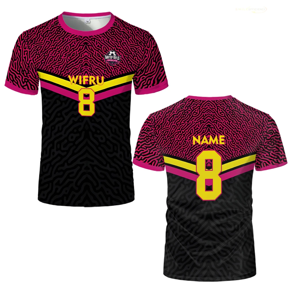 موضة ثلاثية الأبعاد مطبوعة قمصان كرة القدم WIFRU الصيف التجفيف السريع الرياضة قصيرة الأكمام تي شيرت الرجال والنساء شخصية مخصصة القمم #4