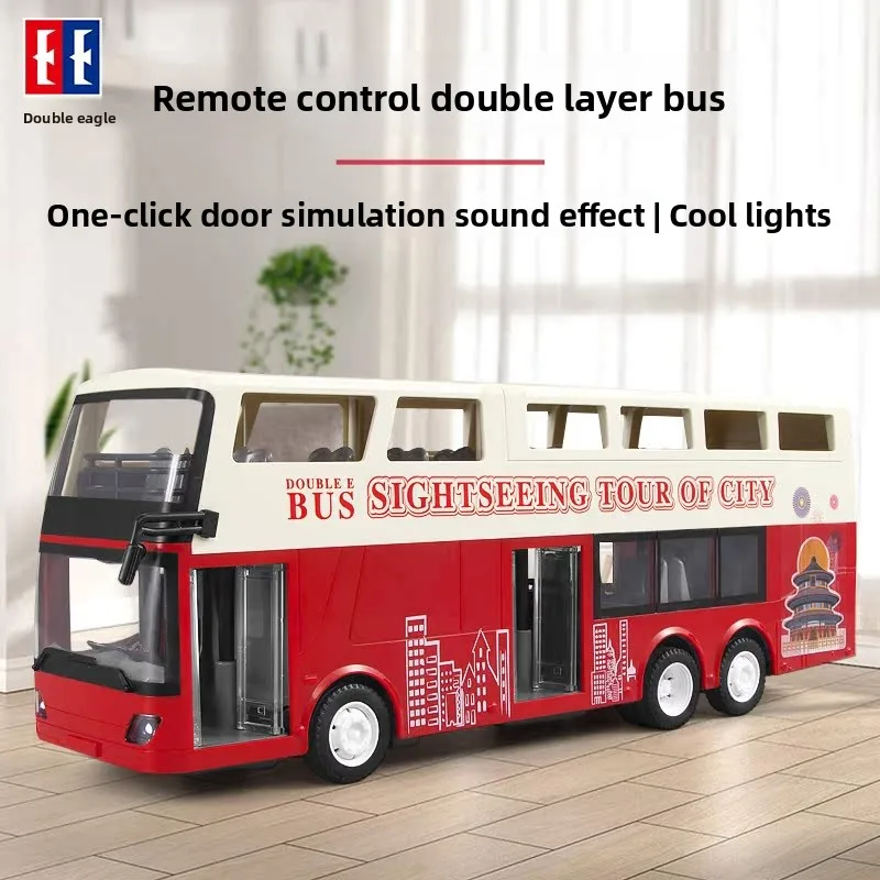 Bus de voyage Double Eagle E640 RC 1/18, voiture de course à grande vitesse, modèle de Bus à deux étages, son et lumière, Bus touristique, jouets pour enfants garçons