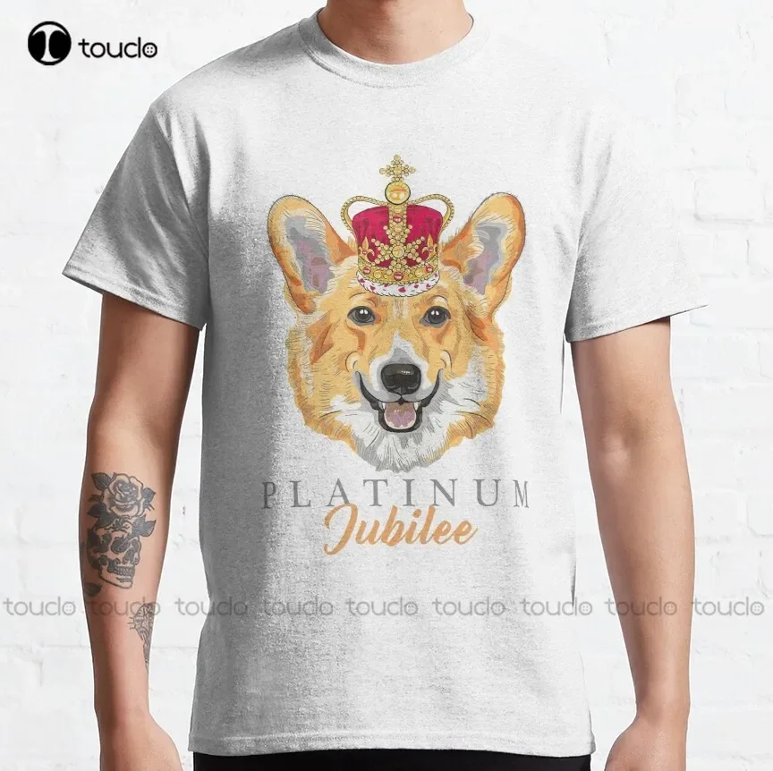 Queen'S Platinum Jubilee Corgi Dog Classic T-Shirt Shirts Men Custom Gift Breathable Cotton Fashion Tshirt Summer  Xs-5Xl Unisex