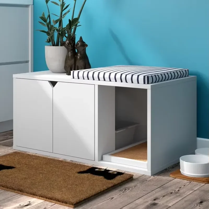 Modern Large Hidden Cat Washroom Wooden Stackable Enclosed Box Organizer Bookcase Shoe Rack Cabinet for Cats