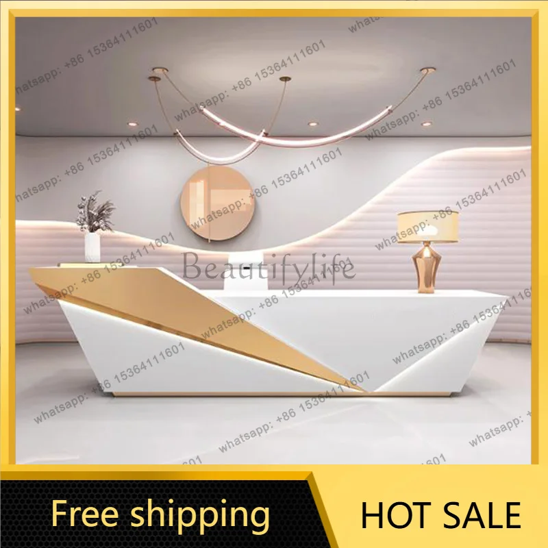 LJY Unique Beauty Reception Desks Company Organizers Best Welcome Reception Desks Design Led Lights Mostrador Commercial Furnitu