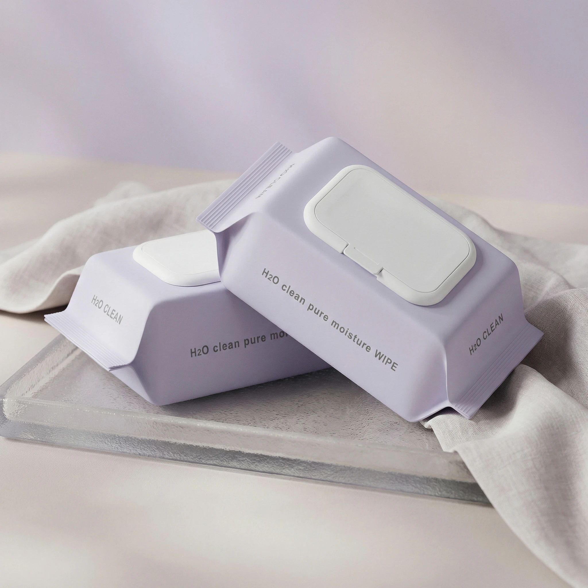 H2O클린 초순수 저자극 대용량 엠보싱 휴대용 물티슈 캡형 100매 50평량 20팩 - 2
