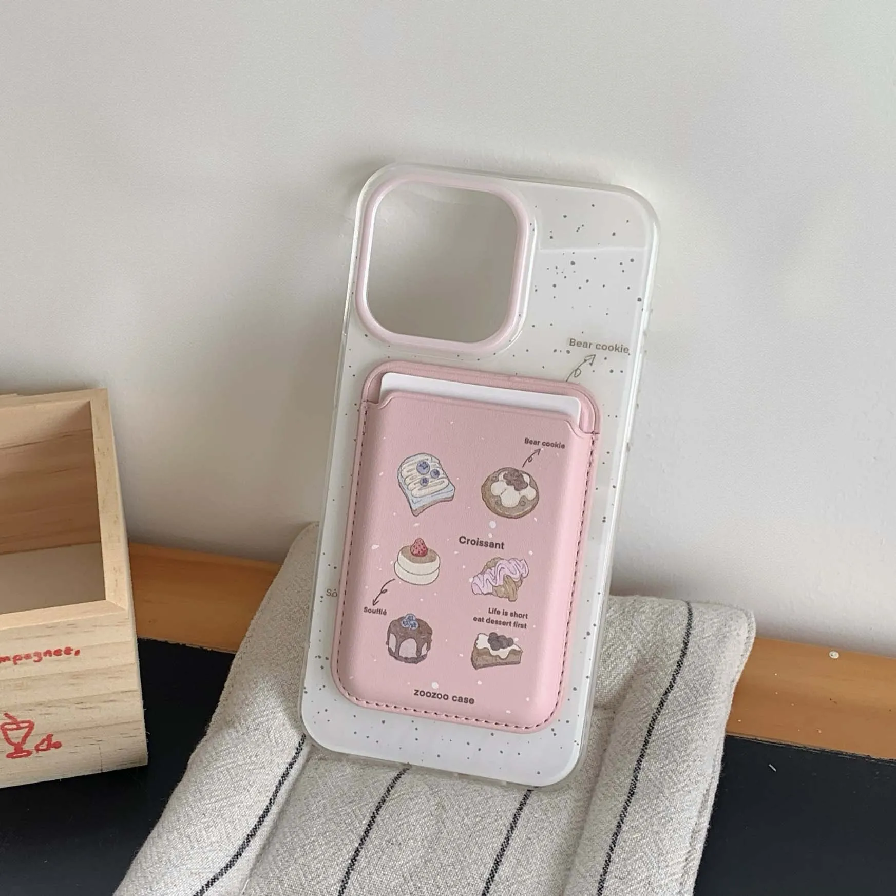 Ins bread toast Croissant, soporte magnético de dibujos animados, bolsa para tarjetas, paquete imd, funda de teléfono para iphone 12, 13, promax, 14, 15 pro max