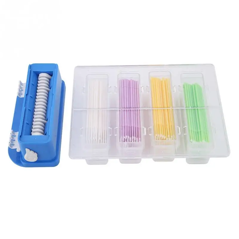 4boxes Disposable Dental floss Brush Set Fine Short Stick Cotton Swab Brushes Bendable With Case Dentistry Tools Teeth Whitening