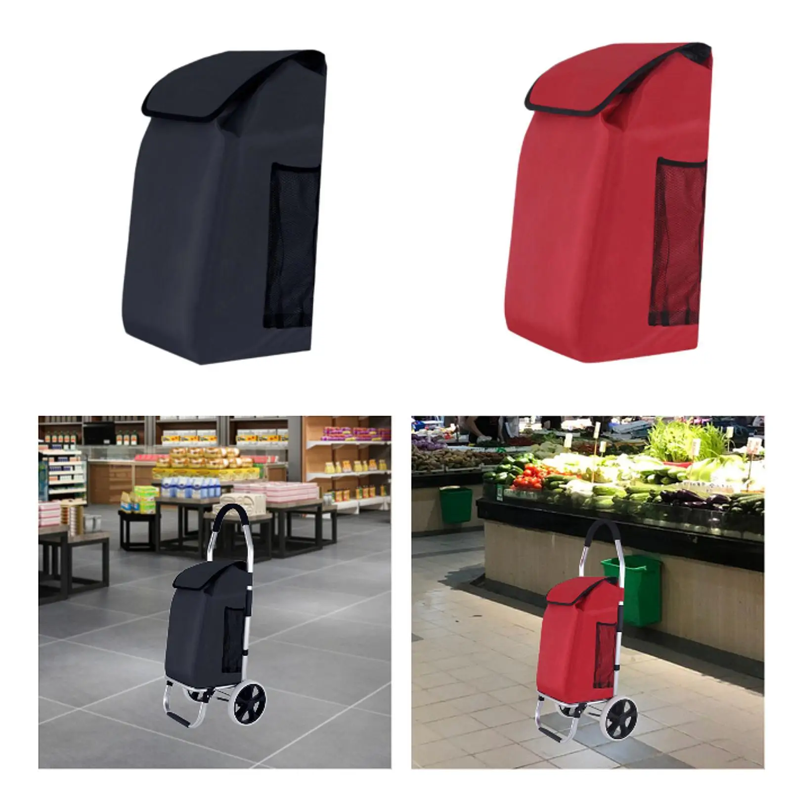 

Shopping Cart Bag Storage Bag Reusable Spare Bag with Front Pocket Folding Hand