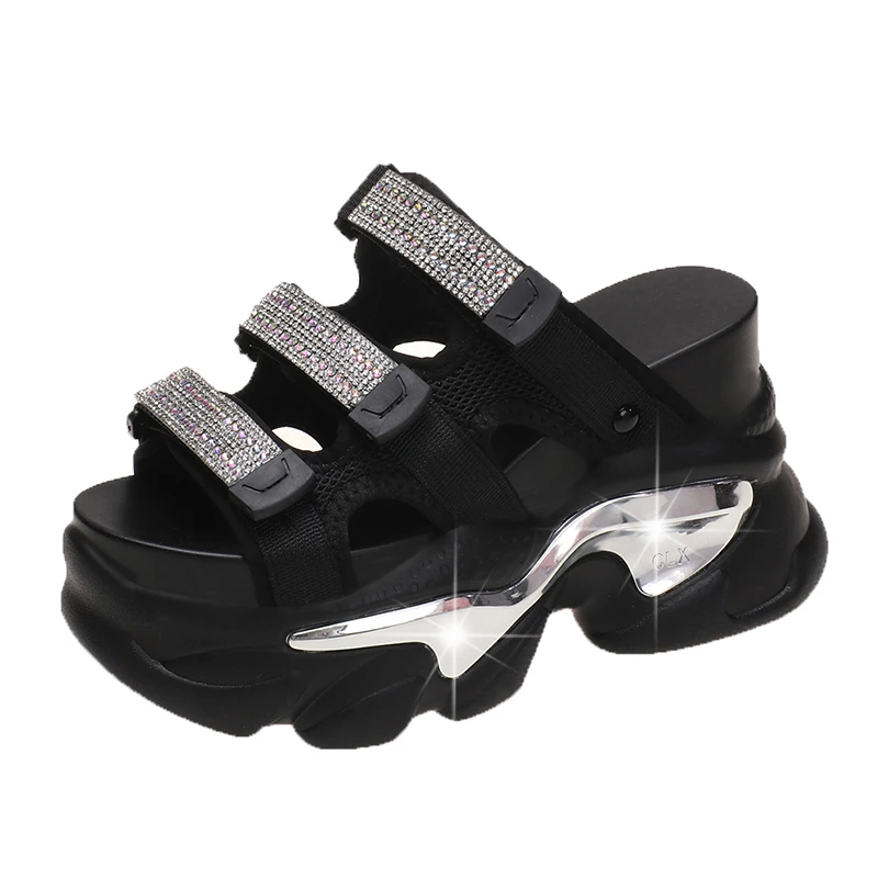 Summer Women Slippers Flip-Flops Ladies Beach Bling Chunky Shoes Wedge Heels Outside Sandals Woman High Platform Slippers 10.5CM