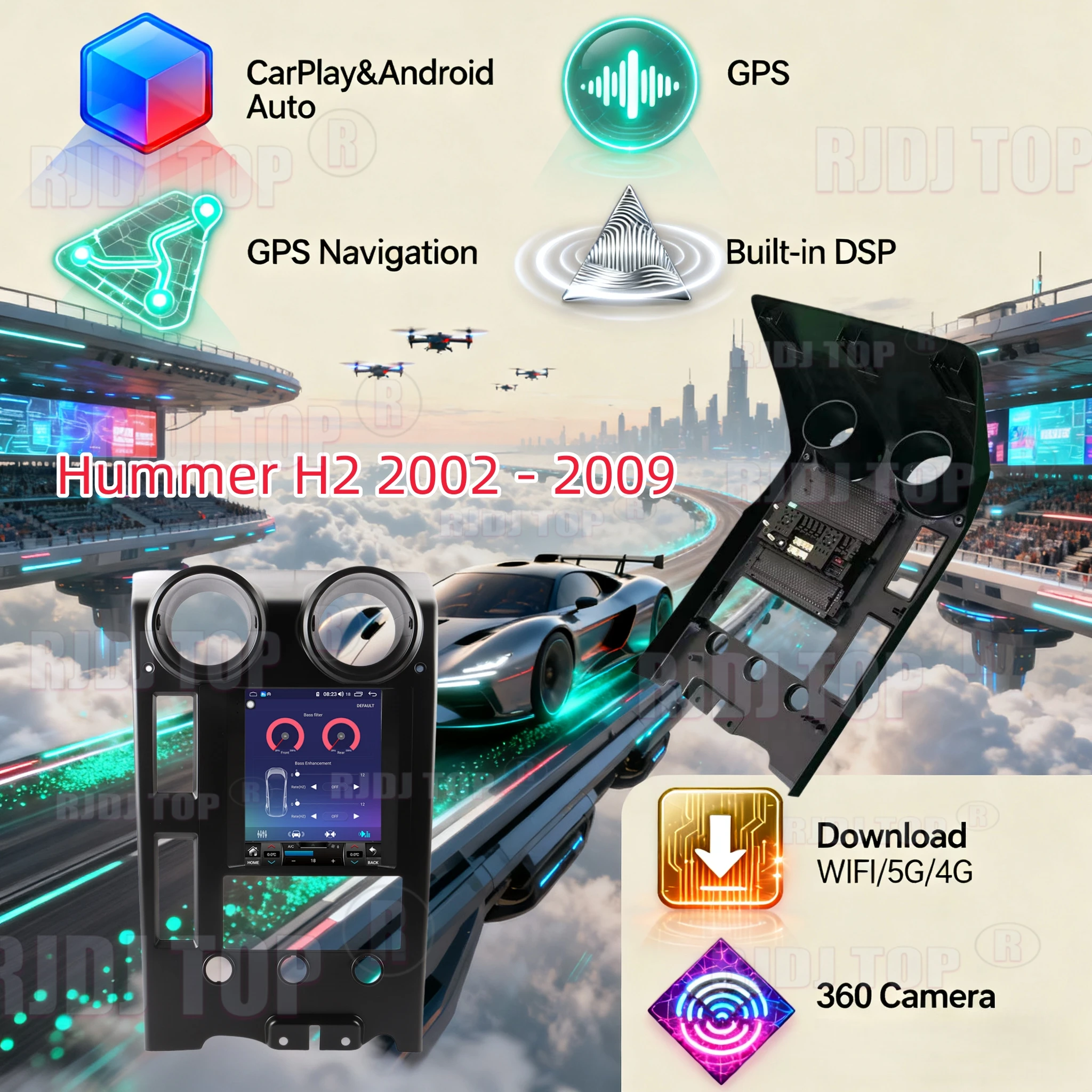 

Android 14 For Hummer H2 2002 - 2009 ​Car Radio Carplay Stereo Auto Radio Style Multimedia Player Gps Navi Unit Touch Screen BT