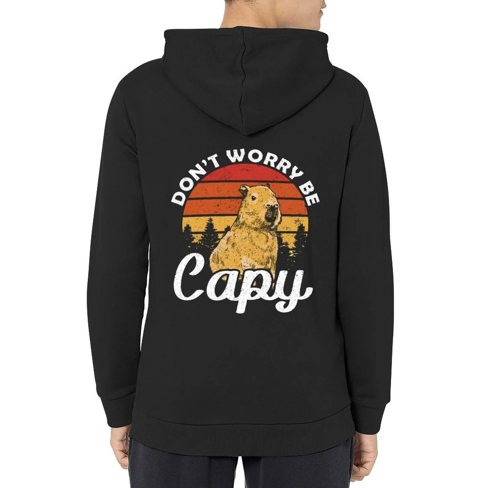 

Sunset Dont Worry be Capy Cute Capybara Hoodie autumn clothes winter clothes korean clothes mens hoodie