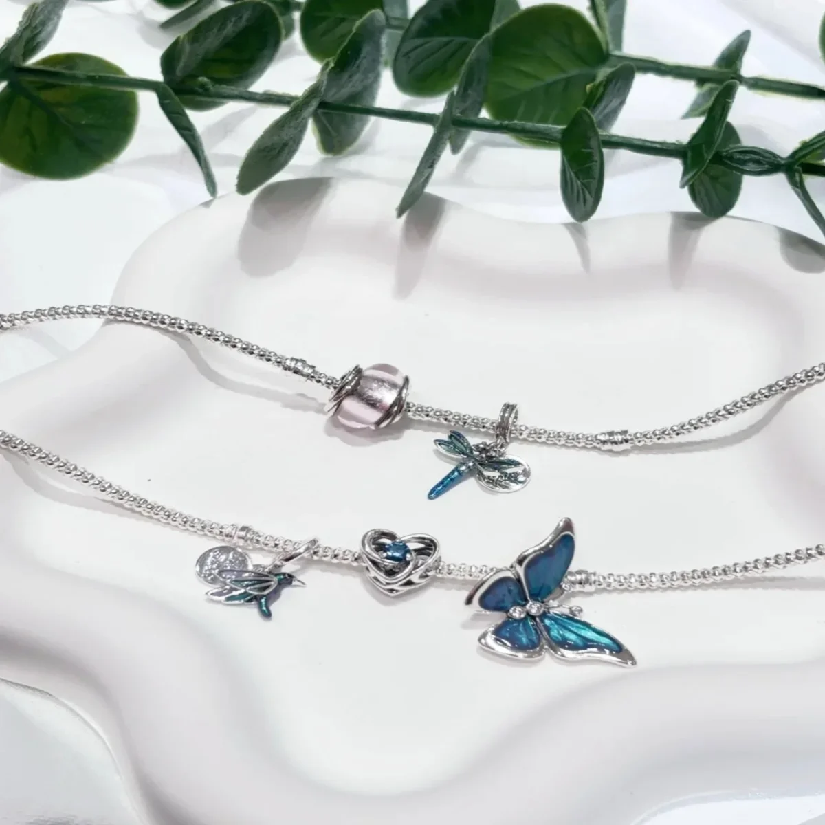 الأصلي 925 فضة تألق القلب كامل الماس جولة روز سحر الخرز ل قلادة سوار ذاتي الصنع المجوهرات الحاضر