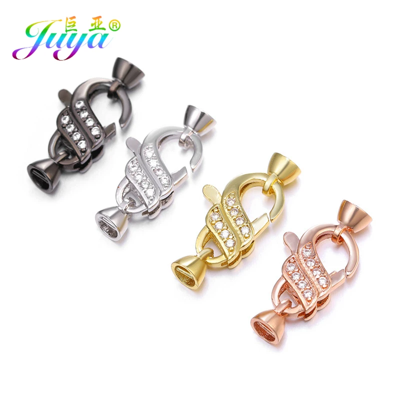 Juya 18K Real Gold Plated Accessory Fastener Closure Lobster Lock Clasps Material For DIY Needlework Beads Pearls Jewelry Making