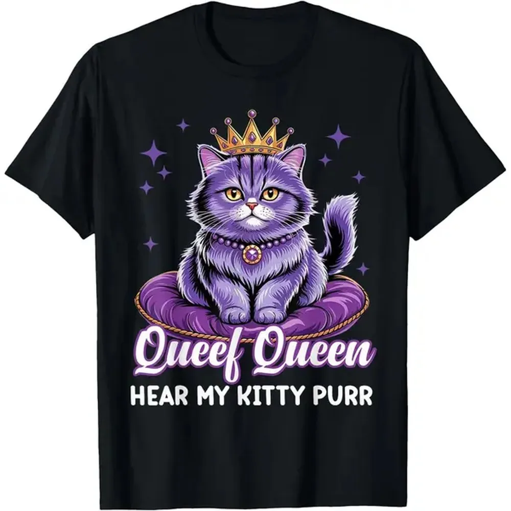 100% Cotton Golf Gift T-Shirt For Men and Women The Hilarious Queef Queen Cat Tee With Raunchy Adult Humor Jokes