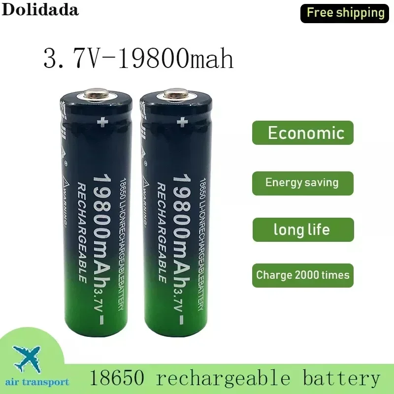 18650 리튬 이온 배터리, LED 손전등 또는 전자 기기용 충전식 배터리, 19800mAh, 3.7V, 신제품