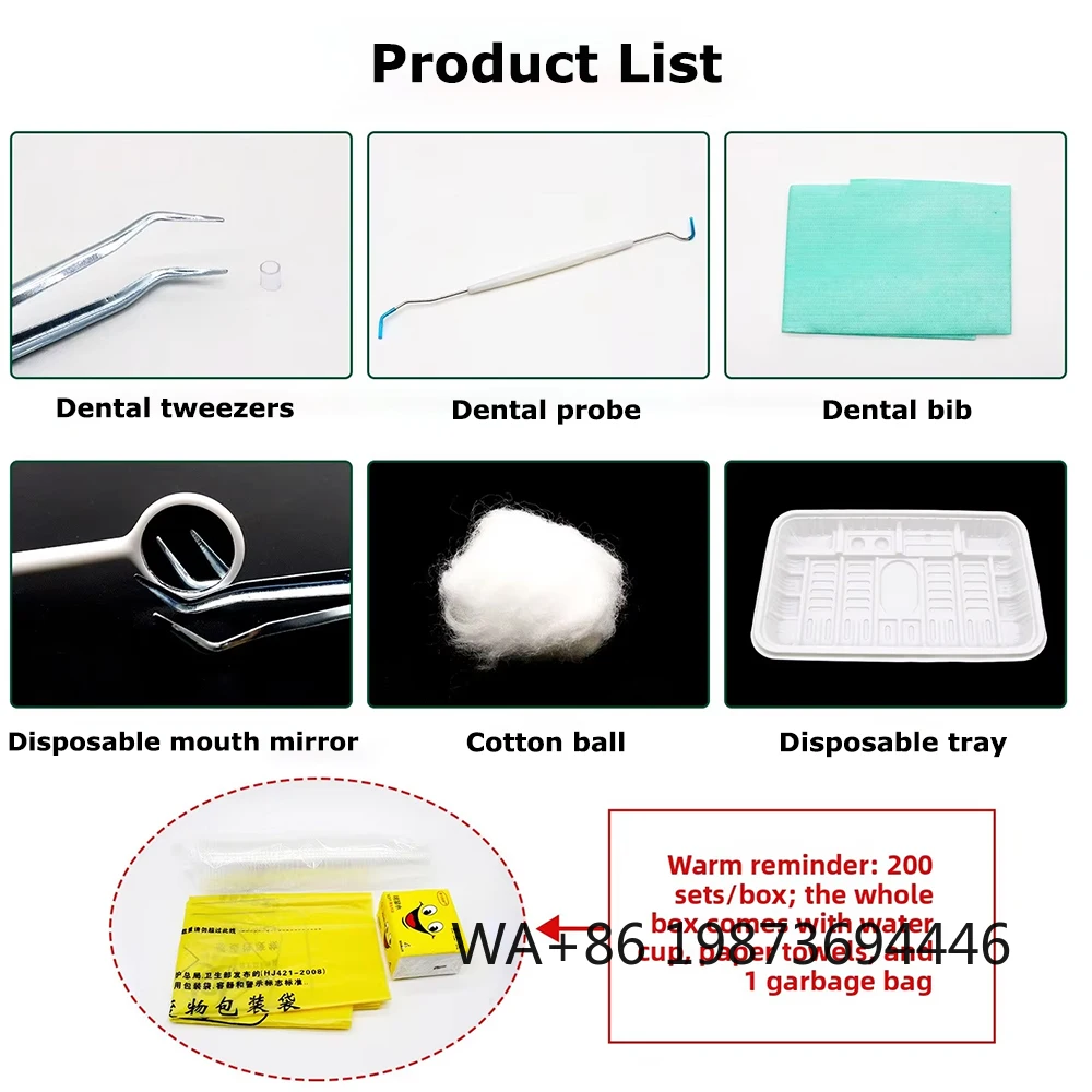 

200 Sets 8-Piece Dental Disposable Instrument Kit, Dentist Examination Pack