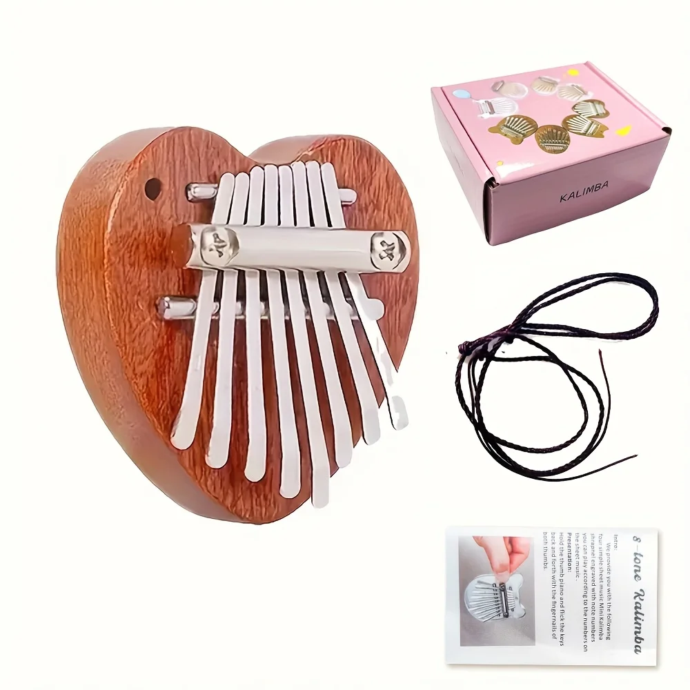 Mini piano Kalimba de madera de 8 teclas, instrumento de piano de pulgar de alta calidad, accesorio musical y regalo colgante, compañero musical perfecto