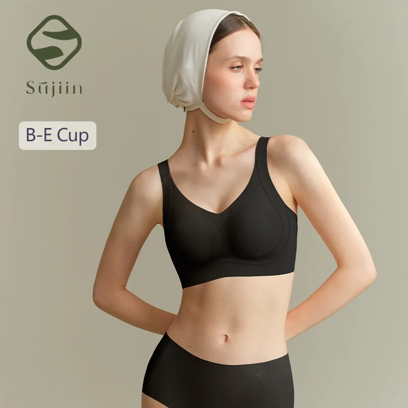 

SUJIIN Plus Size Push Up Minimizer Bras for Women Large Size Wireless Supportive Bra Woman Seamless Big Breasts Bralettes XM031
