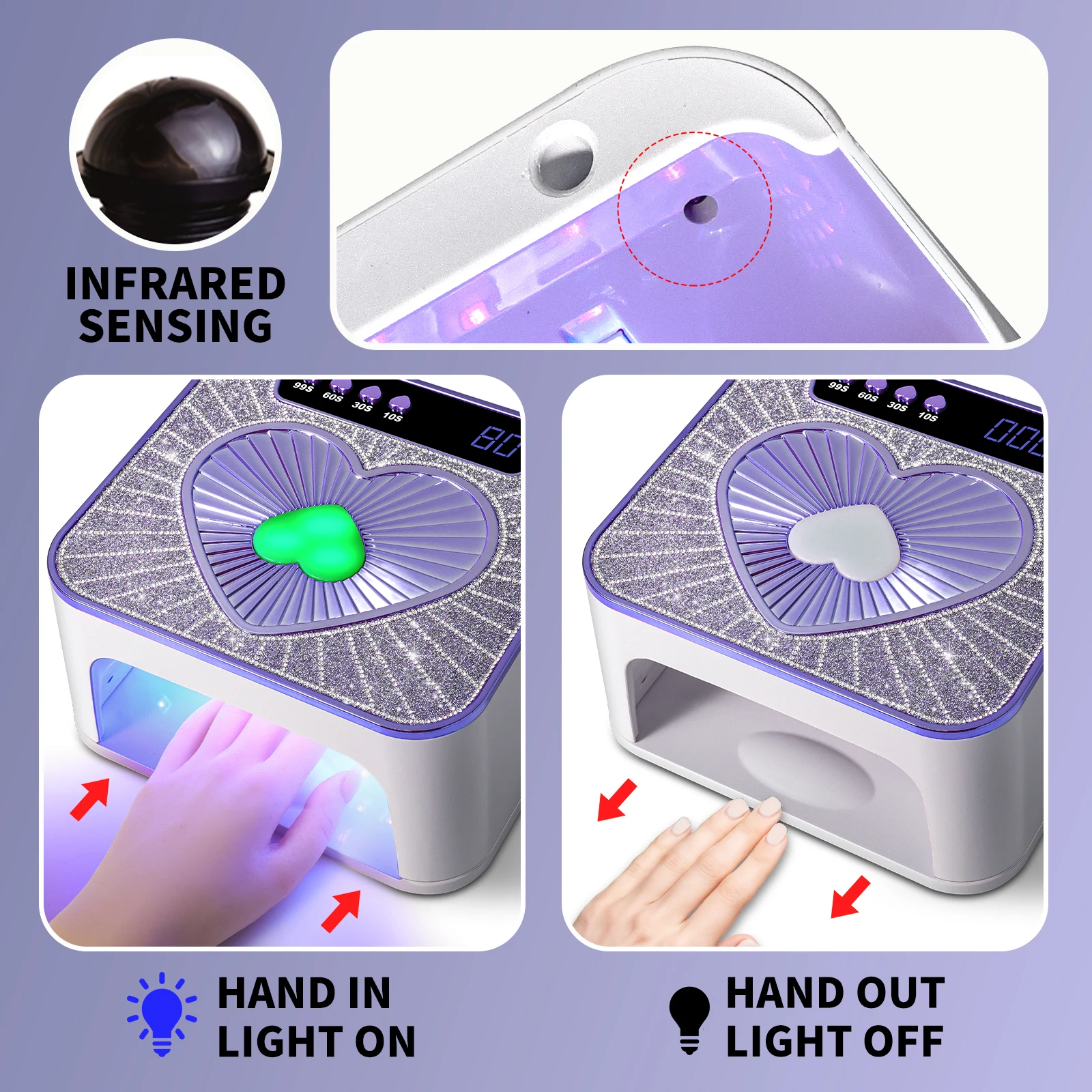 プロフェッショナル UV LED ネイルドライヤー 45 ランプビーズジェルネイルポリッシュ UV ネイルライトタイマー付き自動センサーマニキュアツール