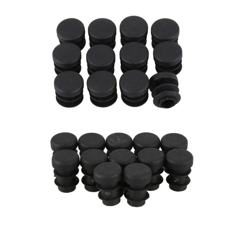 12 PCS Chair Table Legs Plug 14Mm Diameter Round Plastic & 12 Pcs Plastic 12Mm Pipe End Blanking Caps Round Black