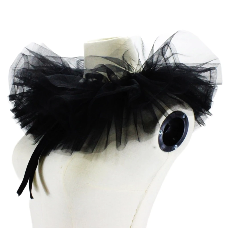 Elizabethan Teens Jabot Collar Adjustable Lace Fake Collar Punk Ruffle Collar