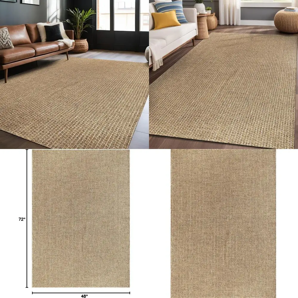 

Farmhouse Style Natural Jute Rugs, 4x6 for Living Room, Outdoor Patio, Kitchen, High Traffic Areas, Washable and Durable