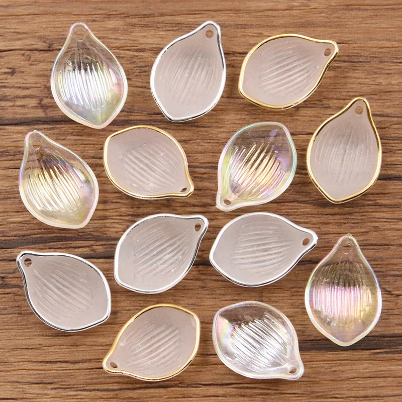 20Pcs 15*22MM 3 Color Imitation Pearls Acrylic Beads Petals Leaves Charm For DIY Necklace Earrings Pendant Jewelry Making