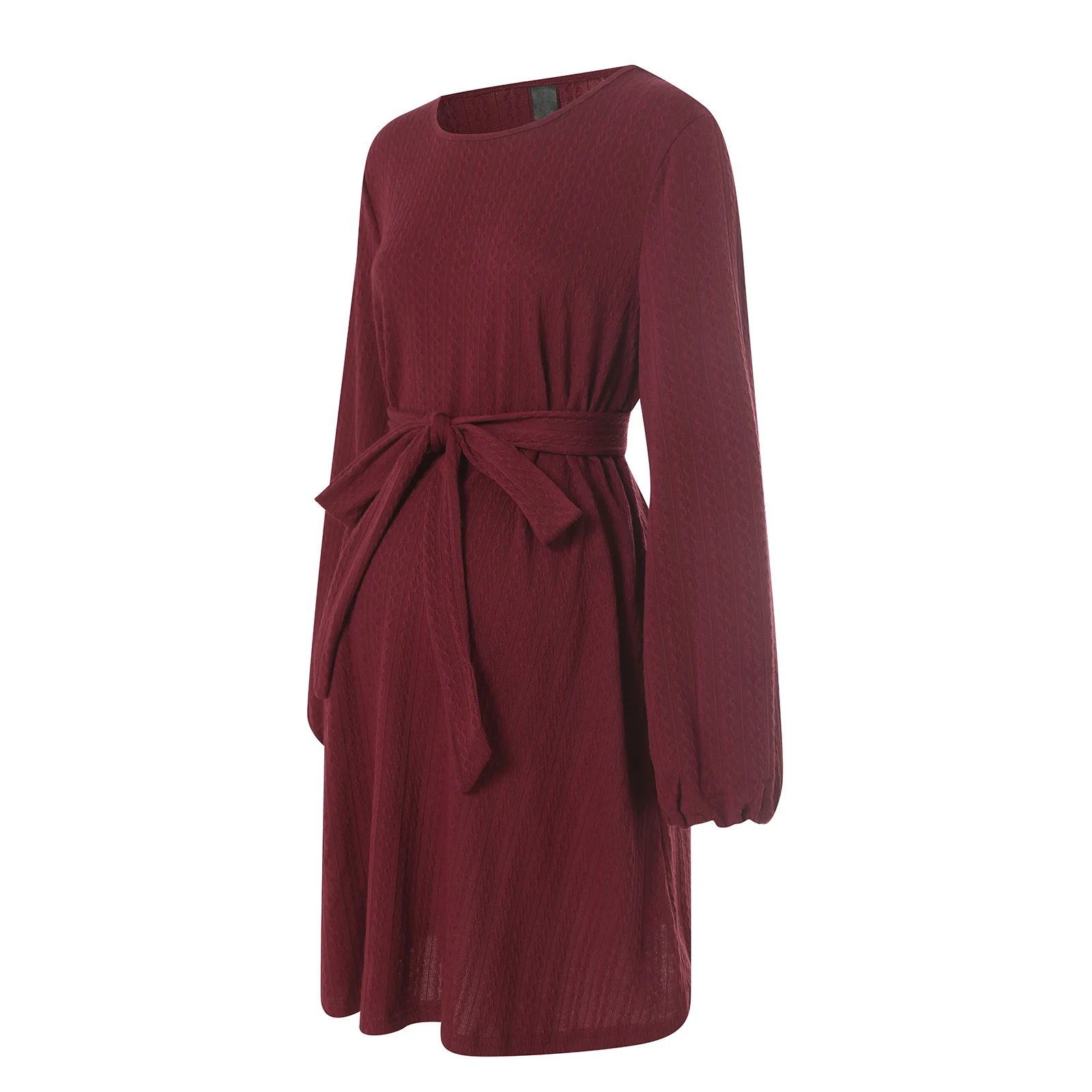 

2025 атласные платья для выпускного вечера, женское платье для беременных, модное однотонное трикотажное платье в рубчик с длинными рукавами, одежда для беременных с круглым вырезом