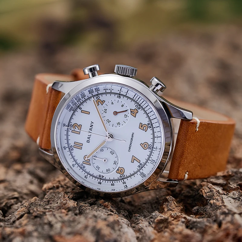 Baltany kwarcowe zegarki chronografowe 39mm Panda Dial 5ATM wodoodporny Retro Super Luminous Vintage zegarek