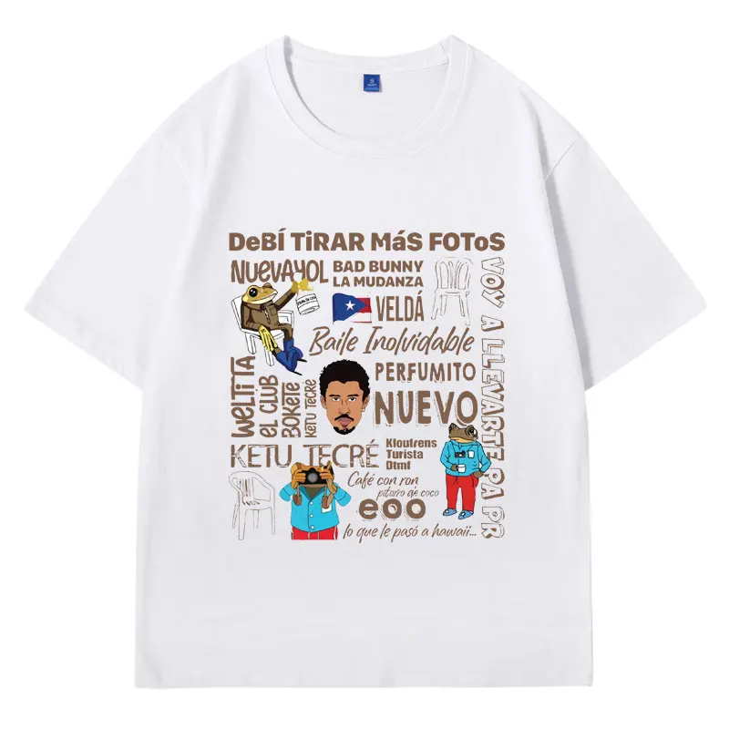 Bad Bunny Debi Tirar Mas Fotos 2025 New Album Merch T Shirts Men Women Clothing 100% Cotton Oversized T-shirts Hip Hop T-shirt