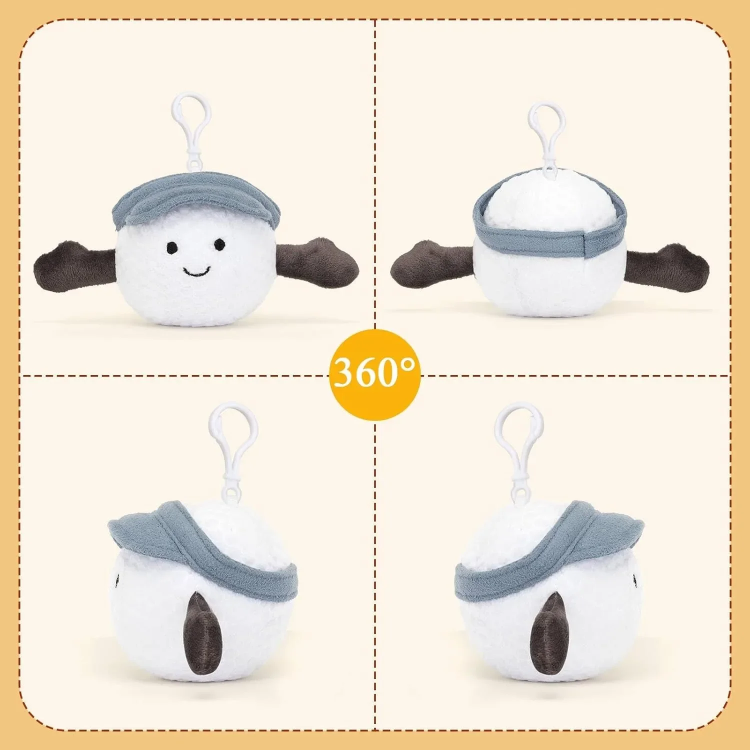 سلسلة مفاتيح قطيفة لطيفة على شكل كرة جولف من القطيفة الناعمة المحشوة على شكل سلسلة مفاتيح هدية لمحبي الرياضة سحر Kawaii للحقائب والمفاتيح