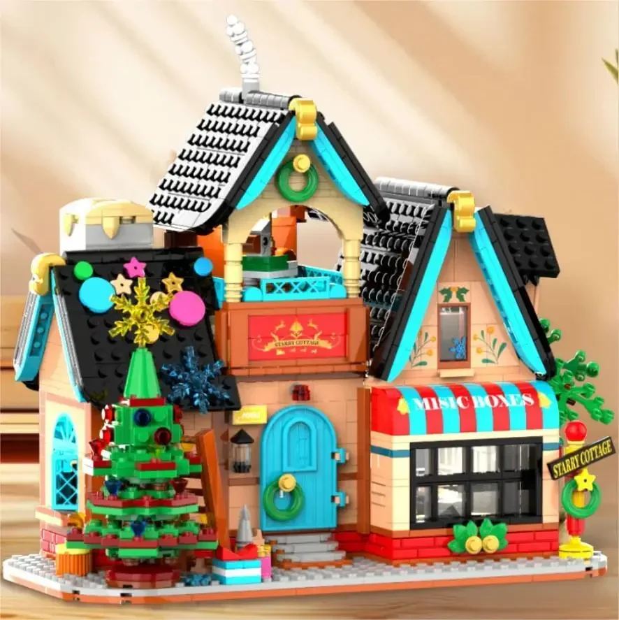 Regali per la casa di natale Mini Building Block con Set di Led bambini fai da te City Street View giocattoli educativi assemblati per ragazze dei ragazzi