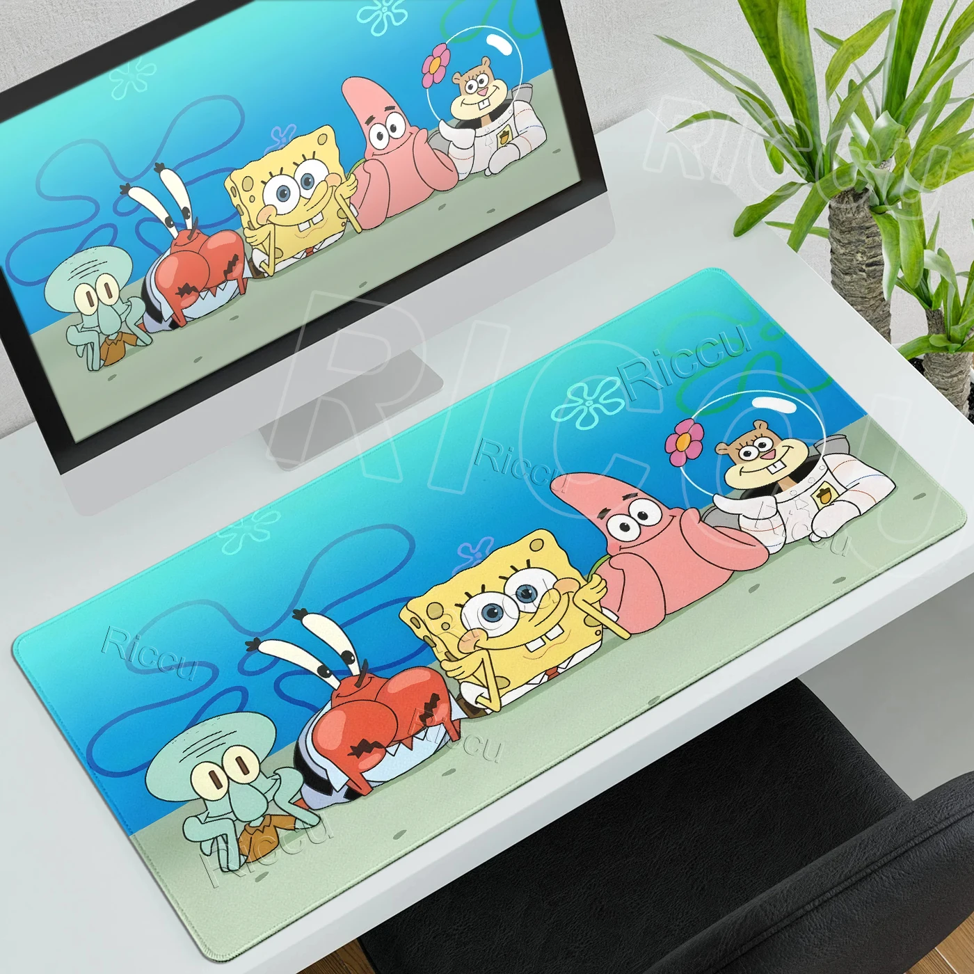 Kawaii SpongeBob SquarePants Mouse Pads Patrick Star Cartoon Aesthetics Extended Offices Accessories Gaming Non-slip Rubber Rugs