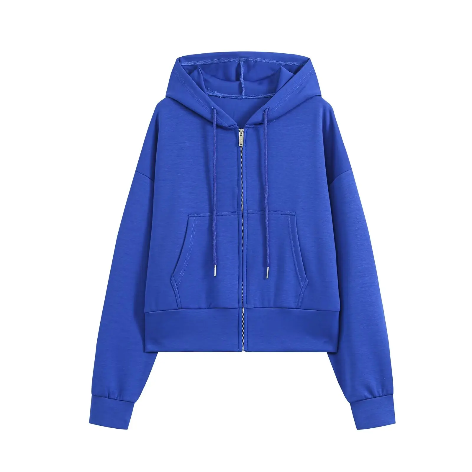 BSAY 2026 Damen 2-Teiliges Trainingsanzug-Set mit Reißverschluss-Kapuzenpullover, Kurzem Sweatshirt und Weiten Hosen mit Kordelzug, Lässige Sportliche Kombination – Detail 4