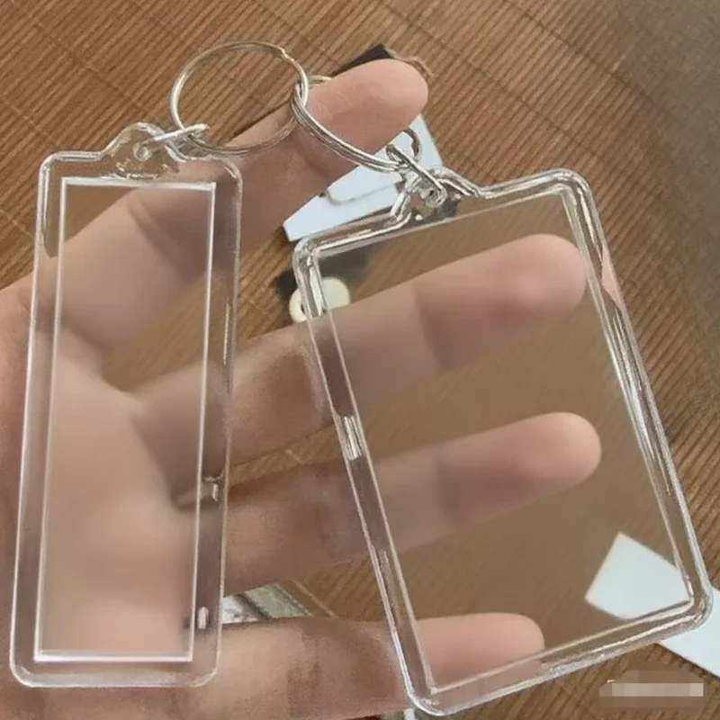 صور المفاتيح 50/5 قطعة سلسلة المفاتيح فارغة مزدوجة الوجهين فارغة إدراج واضح الاكريليك سبليت حلقة الحرفية هدية لأصدقاء العائلة #6