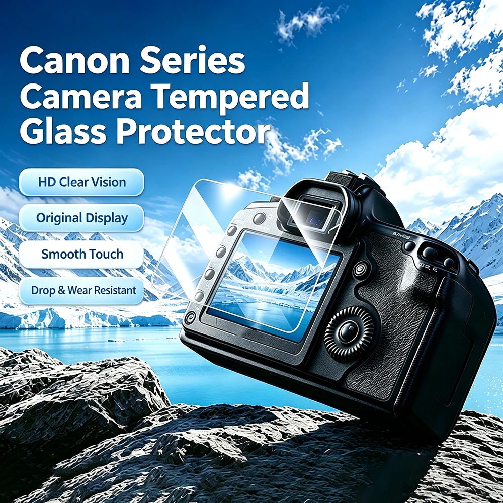 High‑Aluminum Glass Tempered Film Glass Screen Protector for Canon EOS G7X3 R50V R50 M5 Mark II R6 II III R7 R8 R10 R100 Camera