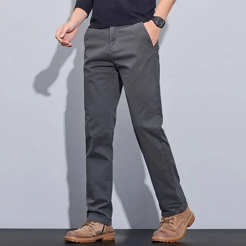 

Loose Comfortable Pure Cotton Casual Trousers Men New Autumn Winter Straight-leg High-profile Simple Trousers