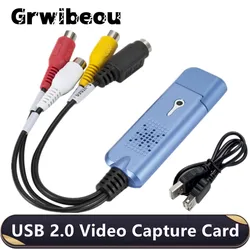 VHS VCR TV to Digital Converter USB 2.0 Video Converter Audio Capture Card VHS Box VHS to Digital Converter Support Win 7/8/10