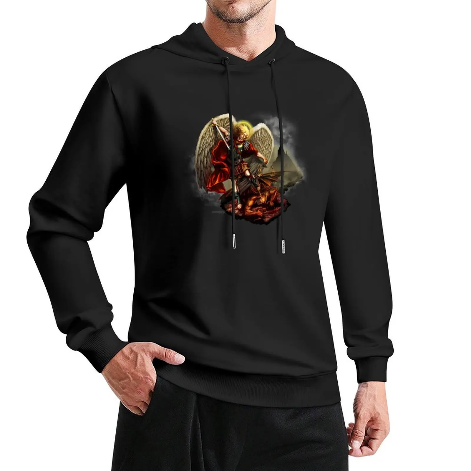 Saint Michael Archangel against the Devil Pullover Hoodie male clothes autumn jacket men hoodie oversize