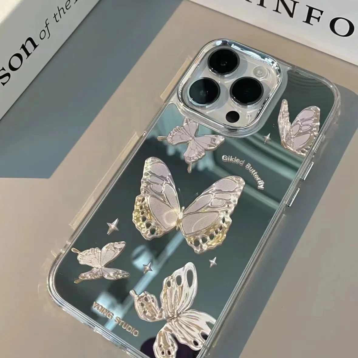 Premium sense Butterfly mirror for iPhone15promax Apple 14 phone case 13 12 female xs/xr/78