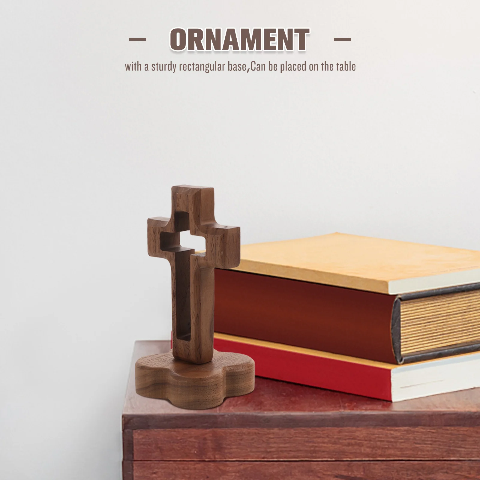 Wooden Cross Craft Christian Decor Household Mini Hammer Standing Desk Topper Rustic Home Decoration Handmade Religious Ornament