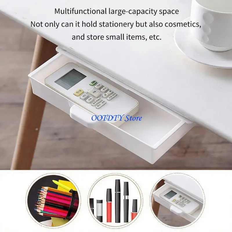 

367A Plastic Hideaway Bin With Strong Sticky Backing Under Desk Organizers Plastic Storage Boxes For Kitchen Office Home Use