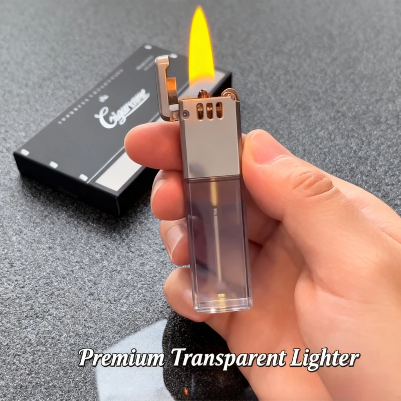 

New Visible Oil Storage Lighter - 2025 New Transparent Design, Grinding Wheel Ignition, Essential Smoking Accessory Tool