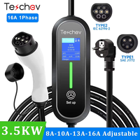 Teschev 3.5KW EV Charger Type2 IEC 62196 Connector 16A 1Phase Type 1 SAEJ1772 Wallbox Charging Station for Electric Vehicle
