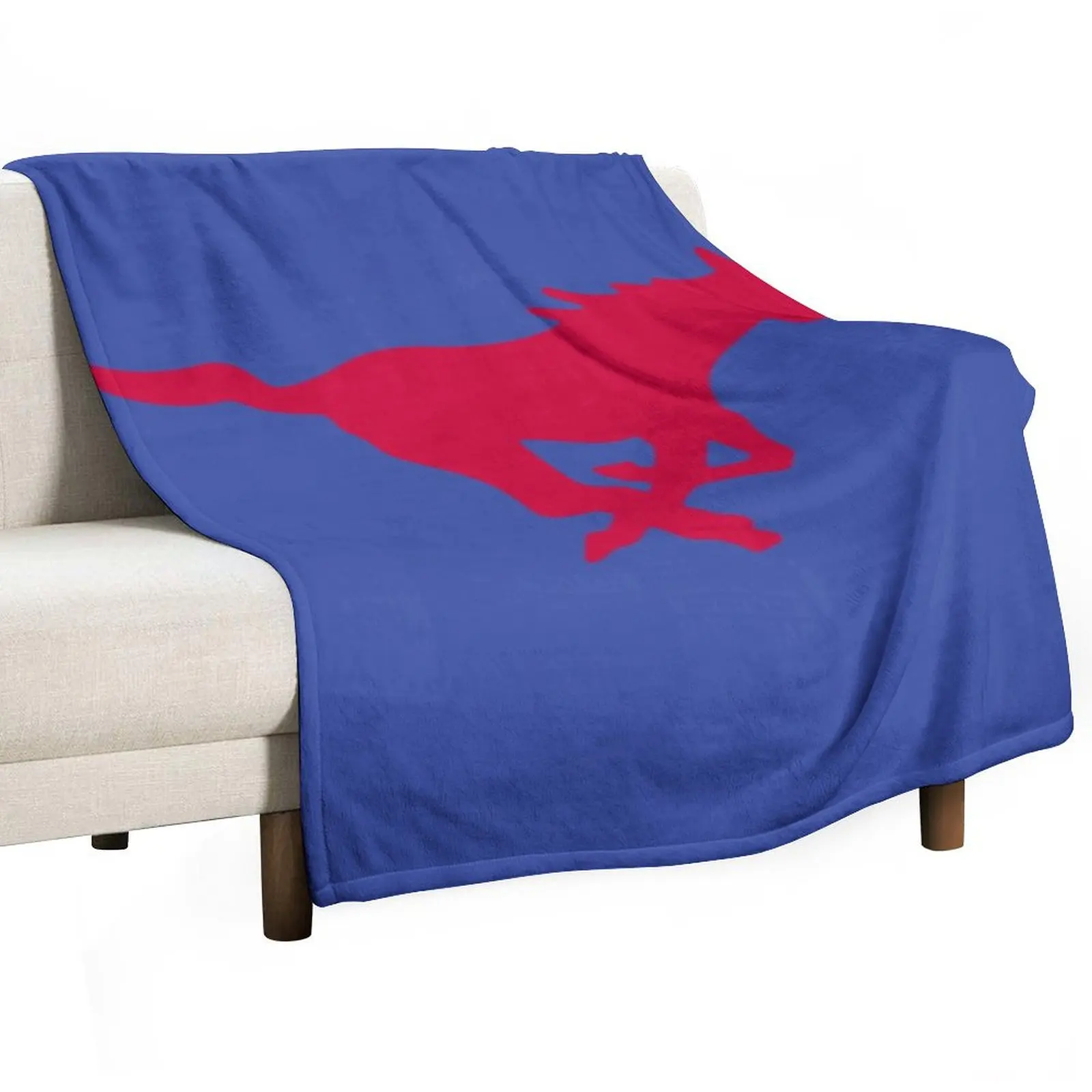 The SMU Mustangs Throw Blanket Cute Plaid Thin Quilt Decorative Sofas Plaid Blankets
